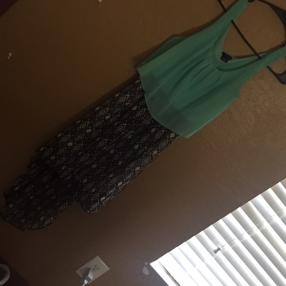 Turquoise white and black dress